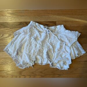 White Lace Mini Skirt Tie Front Overlay Boho Festival- Medium